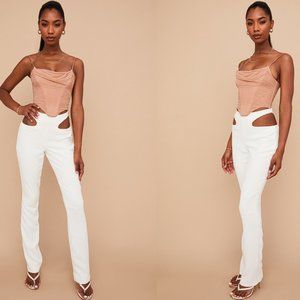 HOUSE OF CB 'Osaka' White Crepe Cutout Trousers NWOT